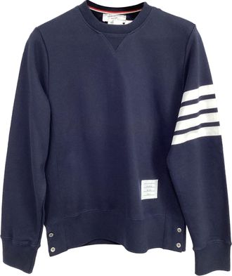 Thom Browne 4-bar Stripe Sweatshirt in Navy Blue Cotton