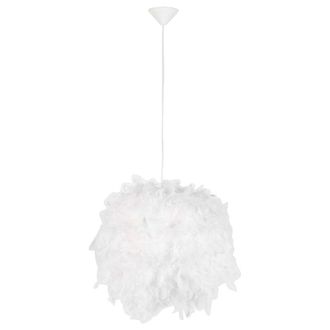 QAZQA Rústico Lámpara colgante rústica blanca - Feather Plástico /Textil Redonda Adecuado para led Max. 1 x 40 Watt - Qazqa