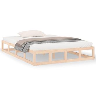 Berkfield Home Bed Frame 140x200 cm Solid Wood in Light Tan