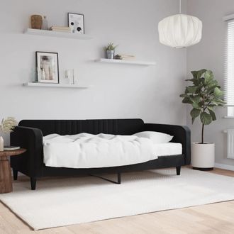 vidaXL Sof&aacute; Cama Con Colch&oacute;n Terciopelo Negro 100x200 Cm Vidaxl