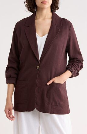 Matty M Bronson Linen Blend Blazer in Chocolate at Nordstrom Rack, Size X-Small