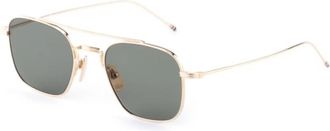 Thom Browne Titanium Squared Aviator Zonnebril - unisex - Zonnebrillen - Geel - 50 MM - Leer - Accessoires