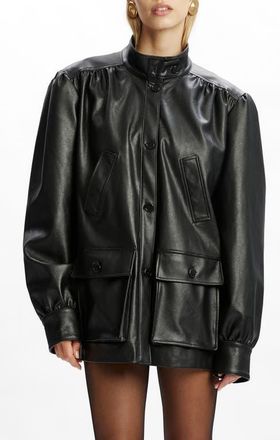 Bardot Clements Boxy Faux Leather Jacket in Black at Nordstrom, Size X-Small