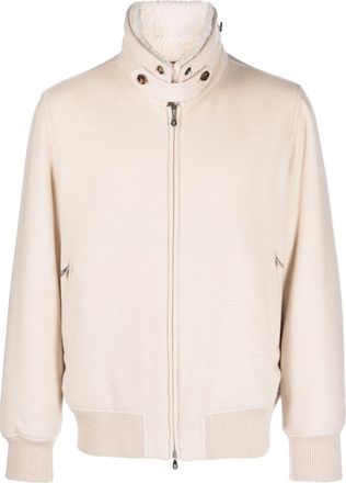 Brunello Cucinelli padded bomber jacket - men - Polyester/Cotton/Cashmere/Nylon - 52 - Neutrals