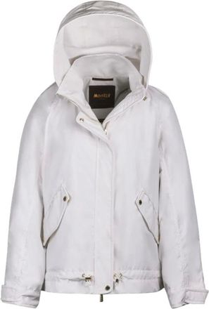 Moorer Jassen, Dames, Wit, XS, Polyester, Jill-Stp Short Parka