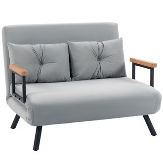 OEM Sof&aacute; Cama Convertible 4 En 1 Sof&aacute; Cama 2 Plazas Plegable Respaldo Ajustable De 5 Niveles Almohadas 102x73x81cm Gris