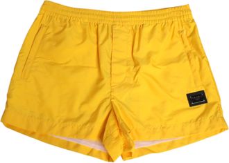 Dolce & Gabbana Mens Yellow Nylon Logo Plaque Boxer Shorts Swimwear Polyamide