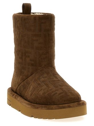 Fendi Womens Brown Calf Leather Bos Taurus Ankle Boots