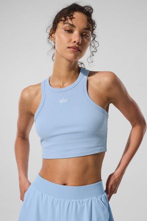 Alo | Aspire Tank Top in Seashell Blue/White, Size: Large