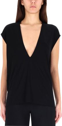 Rick Owens Black Solid V Neck Top