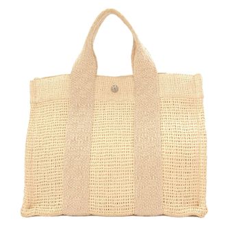 Herm&egrave;s Beige Straw Tote Bag (Pre-Owned)