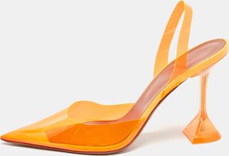 Amina Muaddi Orange Pvc Rosie Slingback Pumps