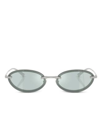 Jimmy Choo Eyewear beaded oval-frame sunglasses - women - Metal - One Size - Silver
