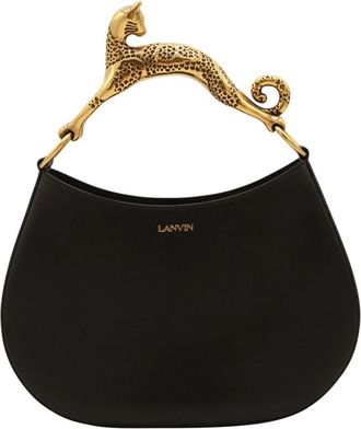 Lanvin Zwarte leren Hobo Cat tas - Dames - Handtassen - Zwart - ONE Size - Tassen