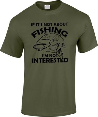 Bang Tidy Clothing Fishing T Shirts for Men - Funny Fishing Gifts for Fisherman - Carp Fish T Shirt with Im Not Interested Slogan - Military-XXL