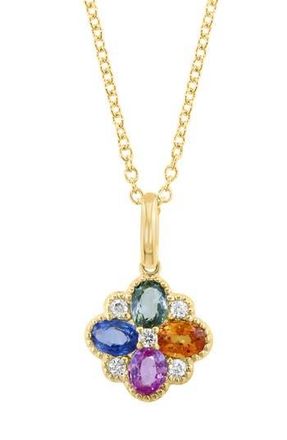 Effy 14K Gold Diamond & Sapphire Pendant Necklace in Multi Gold at Nordstrom Rack, Size 18