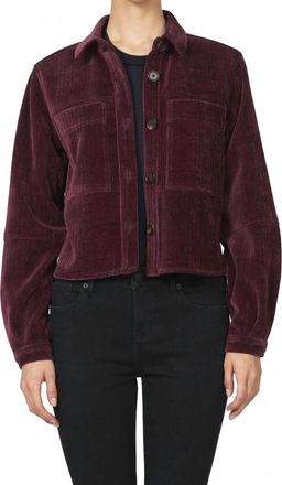 Dear John Denim Gina Cropped Corduroy Jacket In Wine
