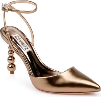 Badgley Mischka Indie II Ankle Strap Pointed Toe Pump in Bronze at Nordstrom Rack, Size 6.5