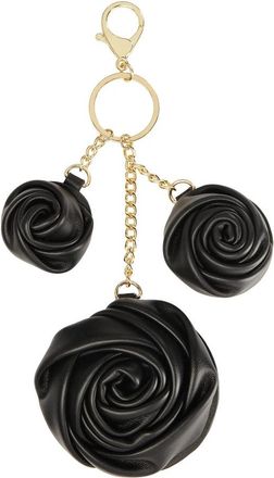 Kazar Sleutelhanger met leren bloemen - Dames - Sleutelhangers & Tashangers - Zwart - ONE Size - Leer - Accessoires