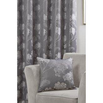 TJ Hughes Blossom Luxury Jacquard Eyelet Curtains - Silver - Width 66 x Drop 90 (168 x 229cm) - TJ Hughes
