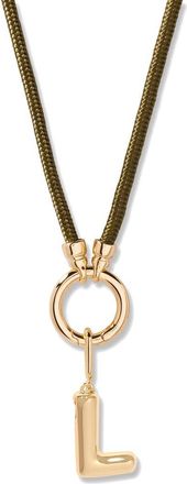 Brook & York Kai Initial Charm Necklace in Gold/Olive L at Nordstrom