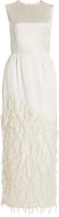 Gabriela Hearst Maslow Feather Jurk - Dames - Maxi kleedjes - Beige - XS - Kleedjes