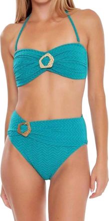 Trina Turk Empire High Waist Bikini Swim Bottom In Marine