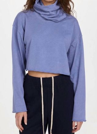 Les Tien Coreena Cropped Cowl Neck Sweater In Washed Periwinkle