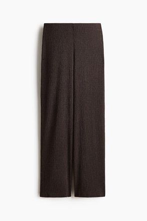 H&M Straight Crinkled Trousers in Dark Brown at Nordstrom, Size X-Small