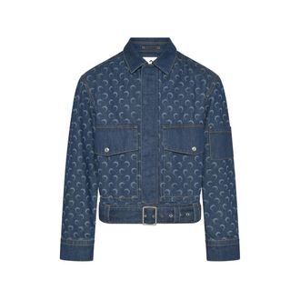 Marine Serre Belted Moon-print Denim Jacket