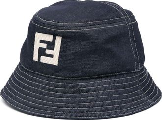 Fendi FF-motif denim bucket hat - men - Cotton/Cotton - M - Blue