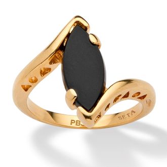 Palm Beach Jewelry 18k Gold Plated Genuine Onyx Ring