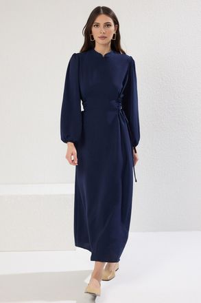 Trendyol Modest Dames Donkerblauw Effen Maxi Lang Casual A-lijn Modest Jurken