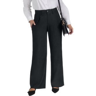 Jessica London Slubbed Denim Trouser in Black at Nordstrom, Size 16