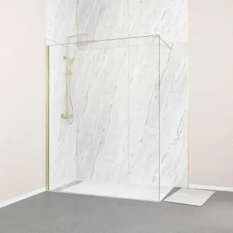 Aurlane Parete Doccia 160x200 Cm - Vetro Temperato 8 Mm - Finitura Oro Spazzolato - Freedom 2 Gold