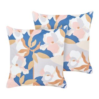 Beliani Beliani - Conjunto De 2 Cojines De Jard&iacute;n Almohada De Exterior 45 X 45 Cm Poli&eacute;ster Impermeable Estampado Floral Multicolor Verezzi