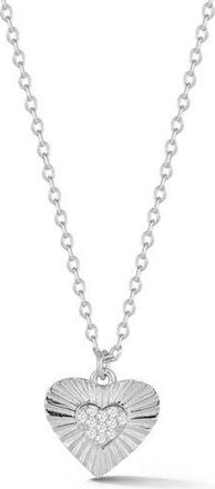Sphera Milano Cubic Zirconia Burst Heart Pendant Necklace in Silver at Nordstrom Rack