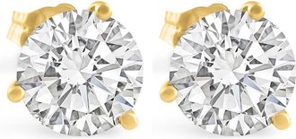 Pompeii3 Certified 4 Ct TW Round Lab Grown Martini Diamond Studs 14k Yellow Gold