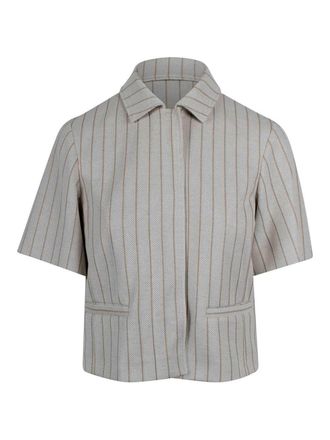 Max Mara Short-sleeved pinstriped pique jersey jacket