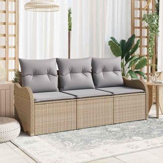 vidaXL Conjunto De Sof&aacute; De Jard&iacute;n Con Coj&iacute;n 3 Pcs Beige Polirat&aacute;n Vidaxl