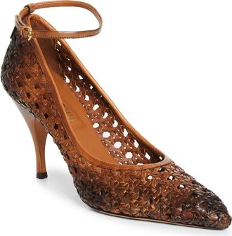 Miu Miu Woven Pointed Toe Pump in Cognac at Nordstrom, Size 10.5Us