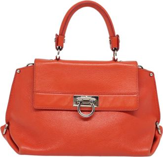 Ferragamo Sofia Orange Leather Handbag (Pre-Owned)