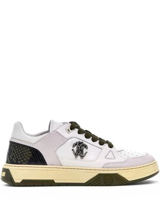 Roberto Cavalli logo-plaque leather sneakers - men - Calf Leather/Rubber/Calf Leather - 46 - White
