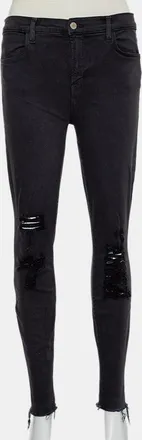 J Brand Demen Black Denim Distressed Skinny Alana Jeans
