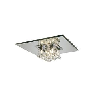 Netlighting Starda Flush Ceiling Square 8 Light G9 Polished Chrome Crystal in Grey