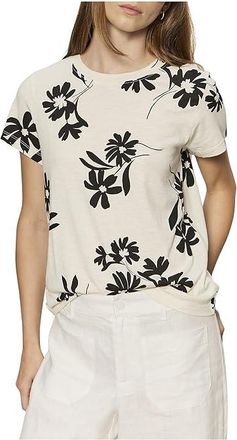 Sanctuary The Perfect T-Shirts Womens Clothing Chalk Bloom : SM (US 4-6), Cotton/Nylon/Spandex