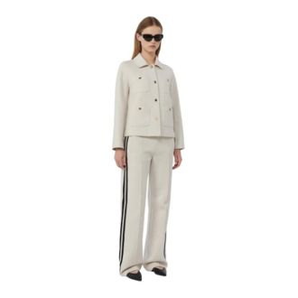 Max Mara Blazers, female, Beige, Size: S Cropped Jacket with Four Patch Pockets