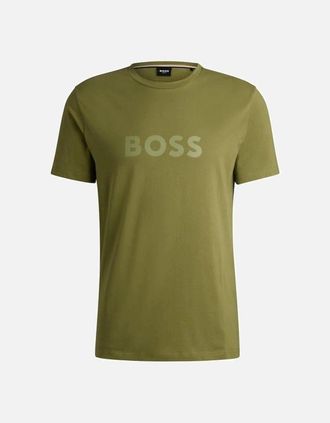 HUGO BOSS Mens BOSS Regular Fit T-Shirt, Medium Green - Tan - Size: 40