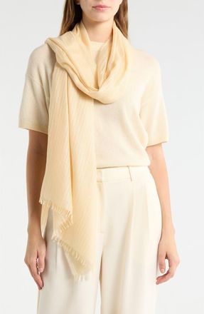 Nordstrom Striped Silk & Cashmere Scarf in Yellow Cornhusk at Nordstrom