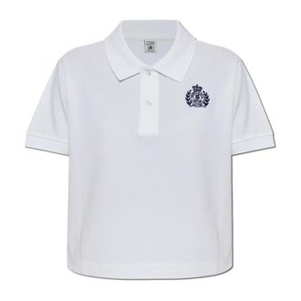 Sporty & Rich NY Crest Pique Polo - female - Sporty & Rich - Polo Shirts - White - XS - Tops